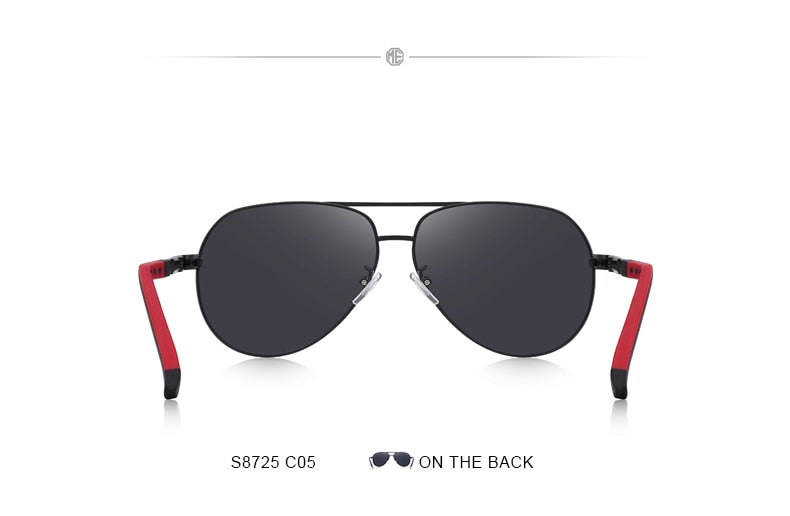 Classic men's aluminum pilot sunglasses by The Clothing Company Sydney with polarized lenses and UV400 protection for driving.