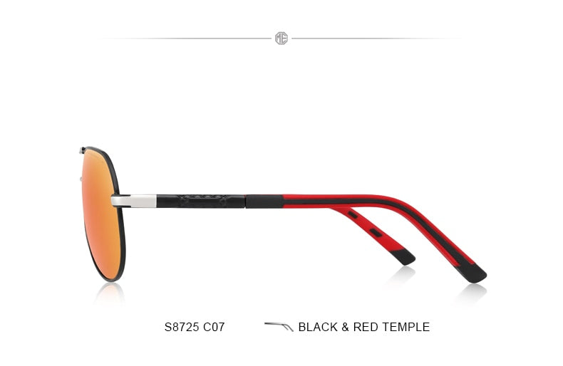 Designer men's aluminum pilot sunglasses with polarized lenses, UV400 protection, aviation frame, ideal for driving and outdoor wear.