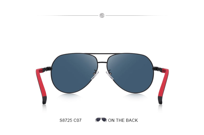 Men's pilot sunglasses with aluminum frame, polarized lenses, UV400 protection, ideal for driving and aviation by The Clothing Company Sydney