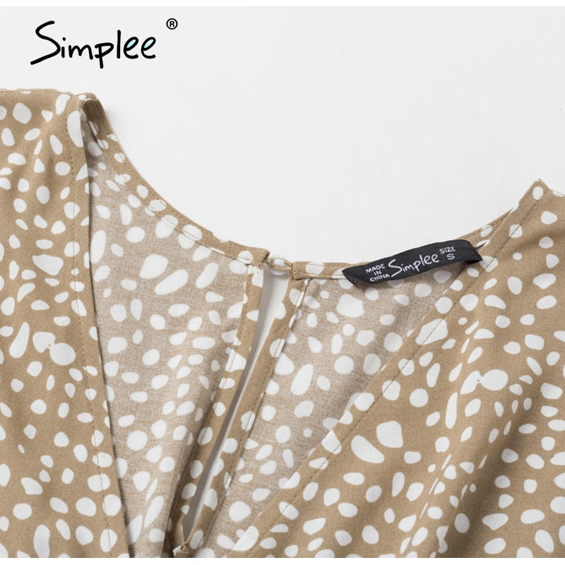 Boho Casual bow tie Short Sleeve Loose v neck leopard print overalls romper Playsuit The Clothing Company Sydney