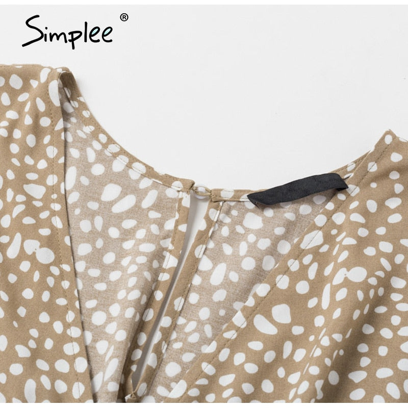 Boho Casual bow tie Short Sleeve Loose v neck leopard print overalls romper Playsuit The Clothing Company Sydney