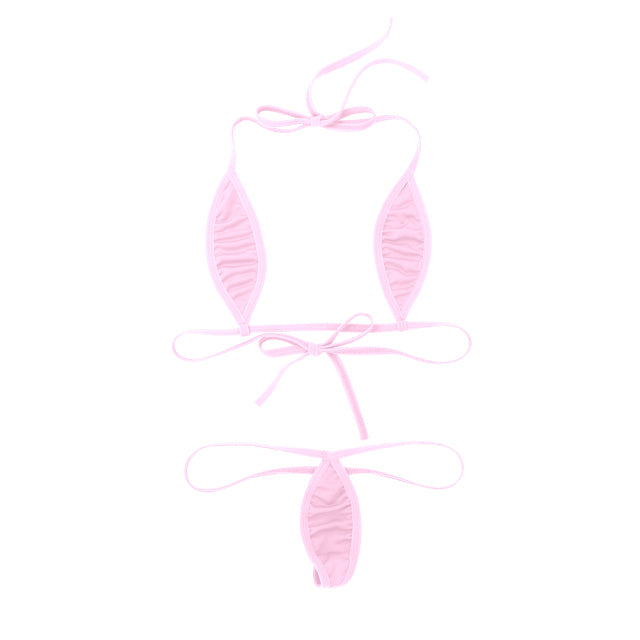 2 Piece Bikini Set Exotic Mini Micro Bikini Teardrop Halterneck Bra Top with G-String Thong swimwear swimsuit The Clothing Company Sydney