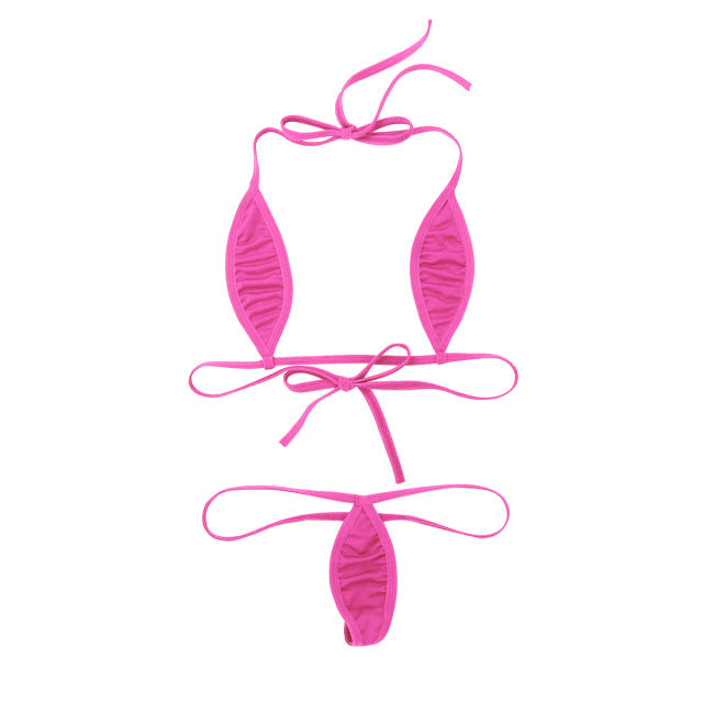 2 Piece Bikini Set Exotic Mini Micro Bikini Teardrop Halterneck Bra Top with G-String Thong swimwear swimsuit The Clothing Company Sydney