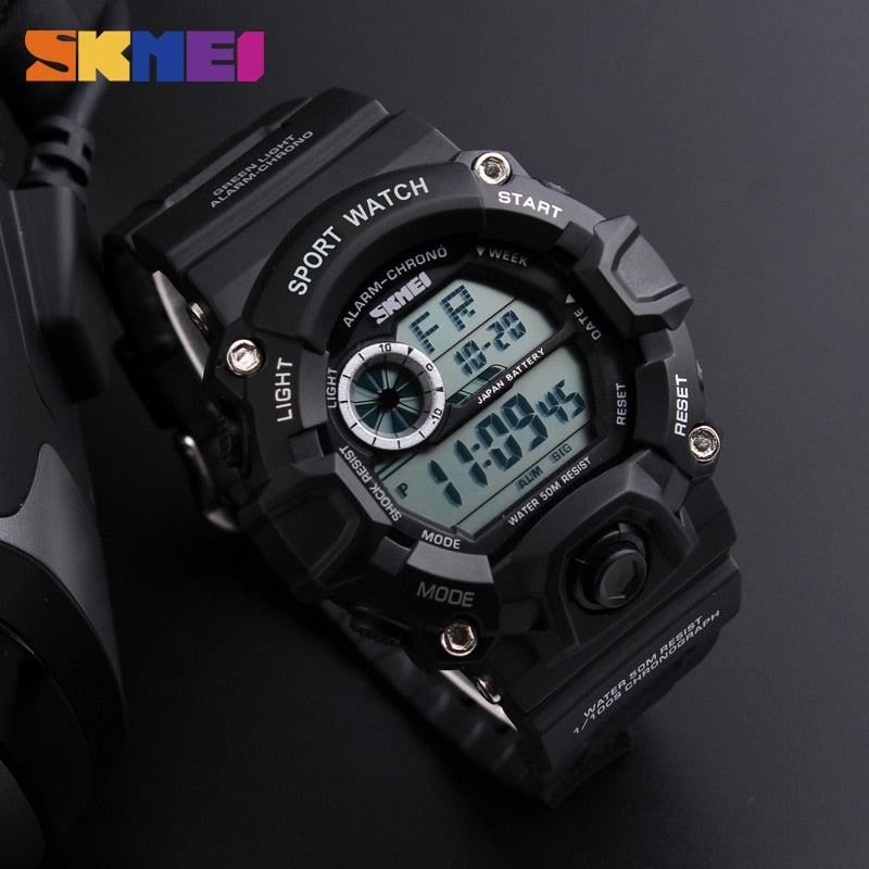 Men's outdoor sport digital watch by The Clothing Company Sydney with LED display, waterproof, shock-resistant, military style alarm clock