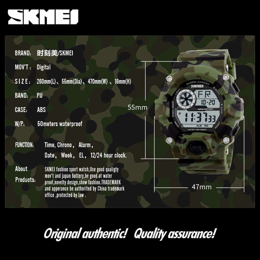 Men's outdoor sport digital watch by The Clothing Company Sydney, 5Bar waterproof military LED display shock-resistant watch.