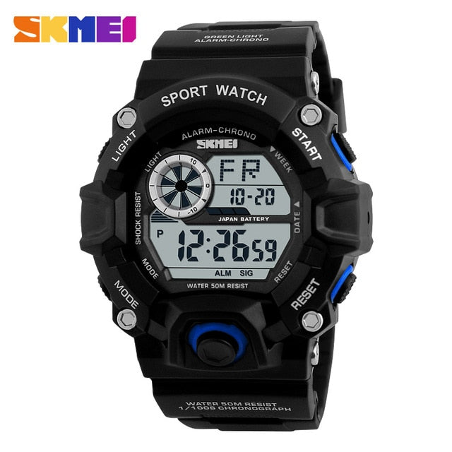 Men's outdoor sport alarm clock by The Clothing Company Sydney, waterproof military LED digital watch with shock-resistant design.