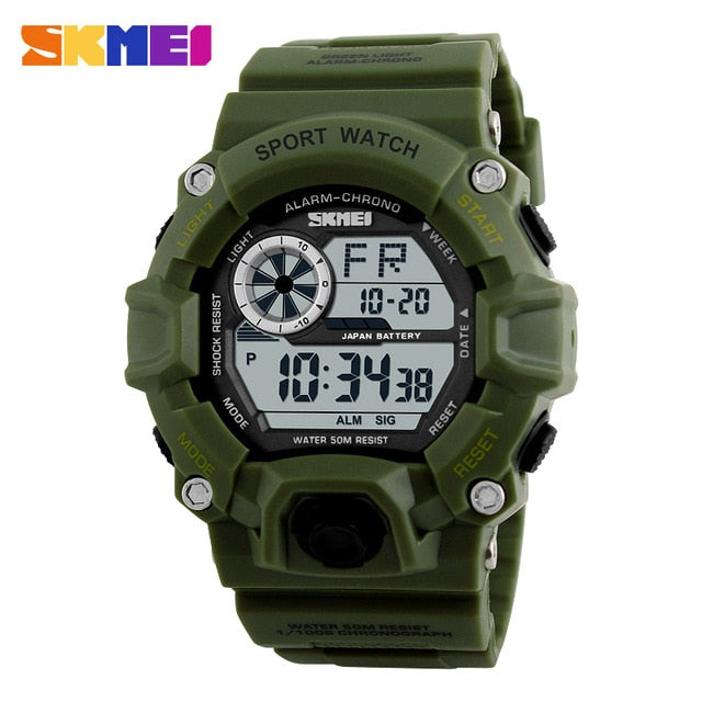 Men's outdoor sport digital watch with LED display, 5Bar waterproof and shock-resistant, by The Clothing Company Sydney.