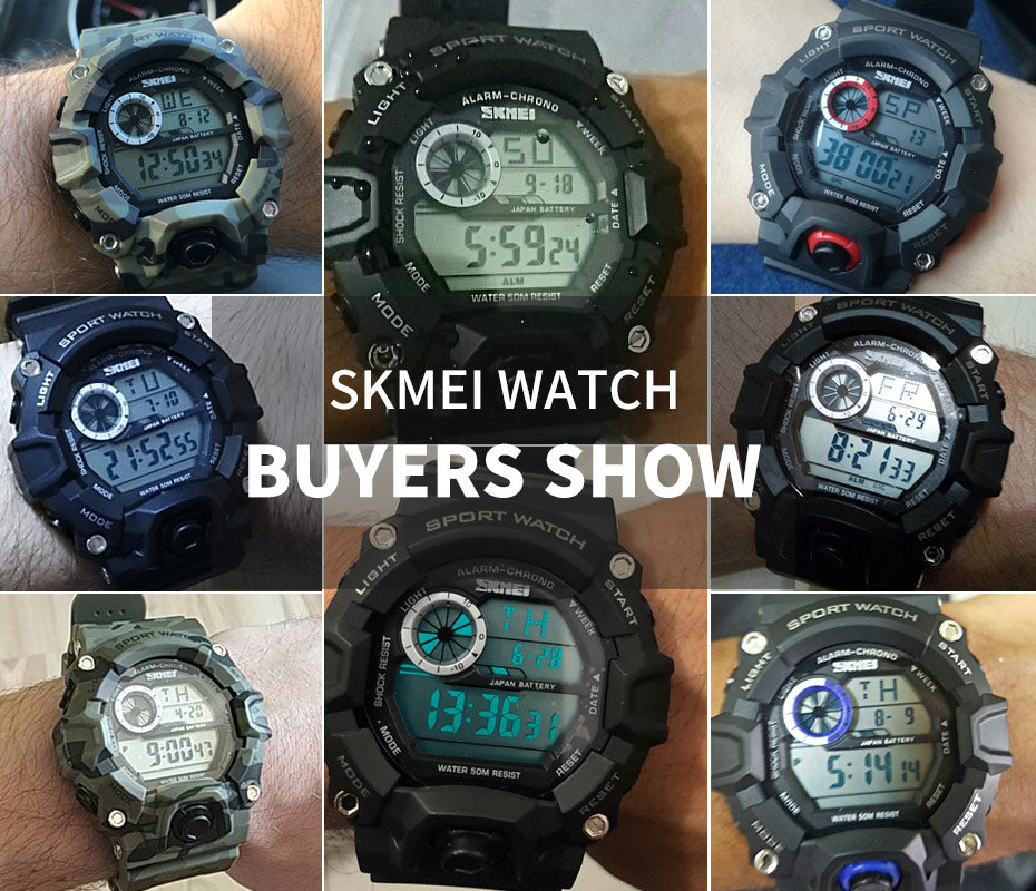 Men's outdoor sport digital watch with LED display, waterproof 5Bar, shock-resistant, military style alarm clock by The Clothing Company Sydney.