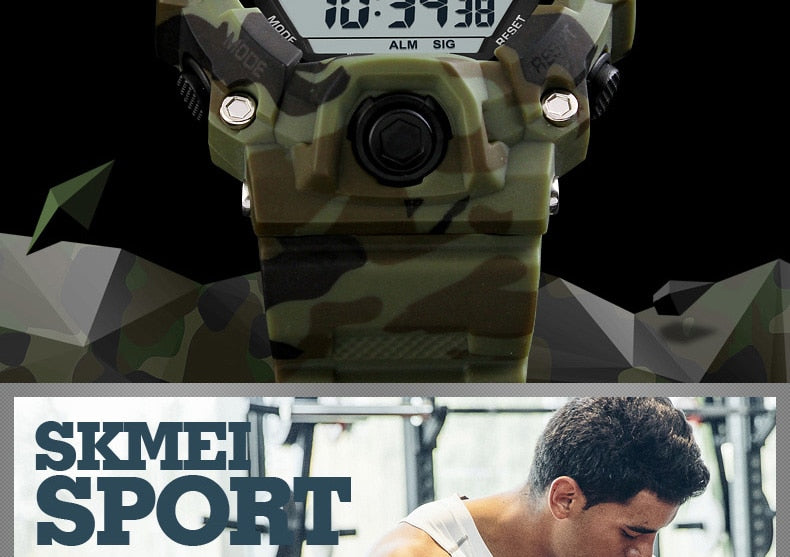 Men's outdoor sport digital watch with LED display, 5Bar waterproof, shock-resistant, military-style alarm clock by The Clothing Company Sydney