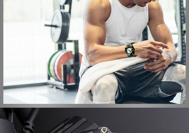Men's outdoor sport digital watch by The Clothing Company Sydney with LED display, waterproof, shock-resistant, and military-style design.