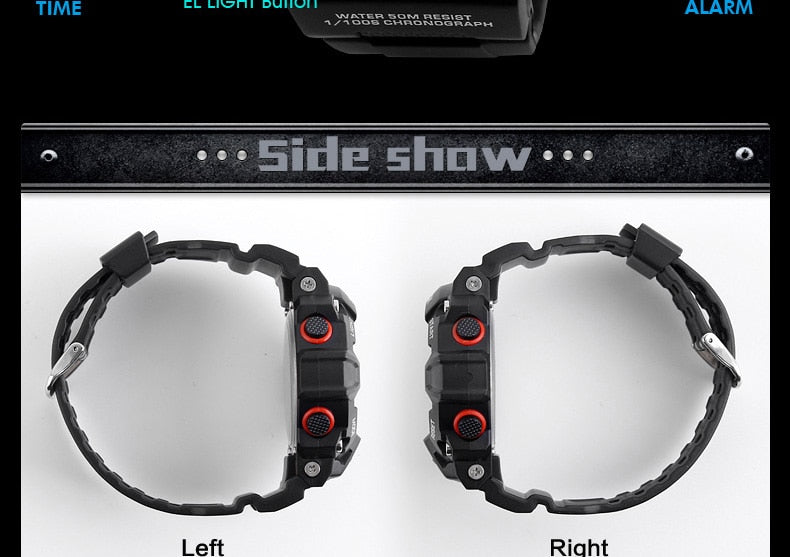 Men's outdoor sport digital watch by The Clothing Company Sydney with LED display, waterproof, shock-resistant, and military-style design.