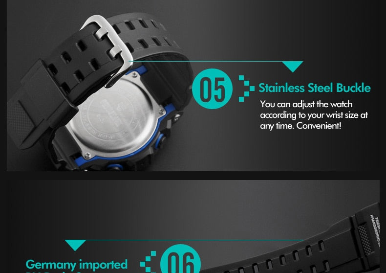 Men's outdoor sport alarm clock with waterproof 5Bar rating, military LED display, shock-resistant digital watch by The Clothing Company Sydney