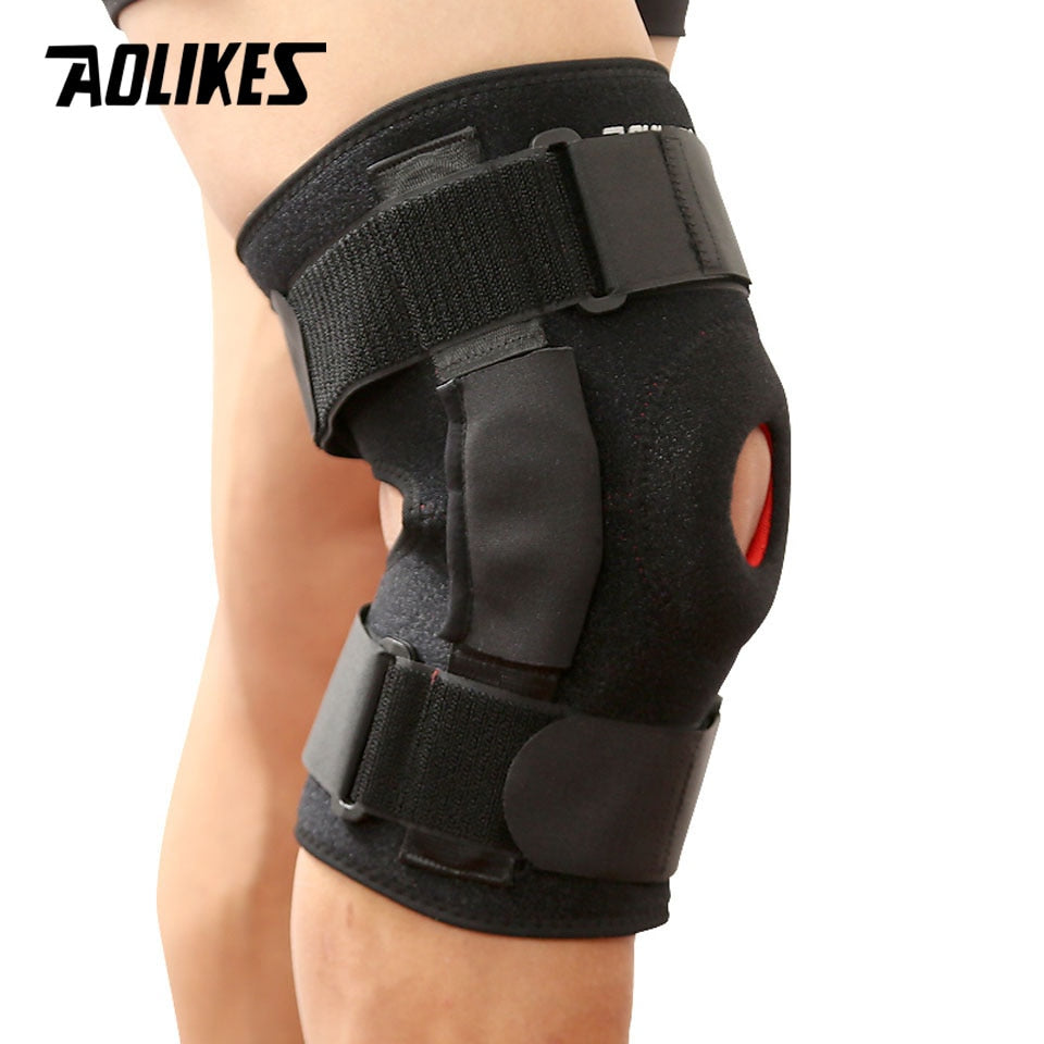 Hiking cycling knee support protector with removable aluminum plate and four straps, joint brace for mountaineering from The Clothing Company Sydney.