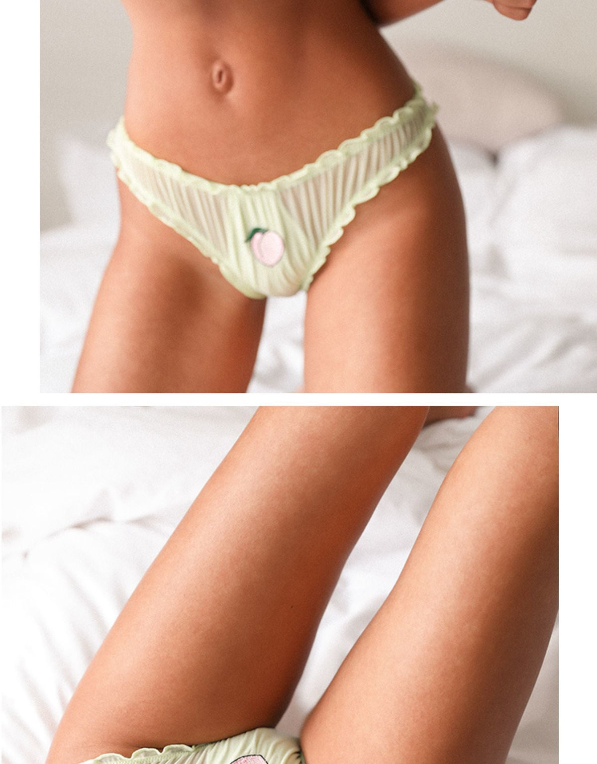 Fruit embroidered transparent underwear featuring cute cherry design, hollow out style, thong cut, from The Clothing Company Sydney.