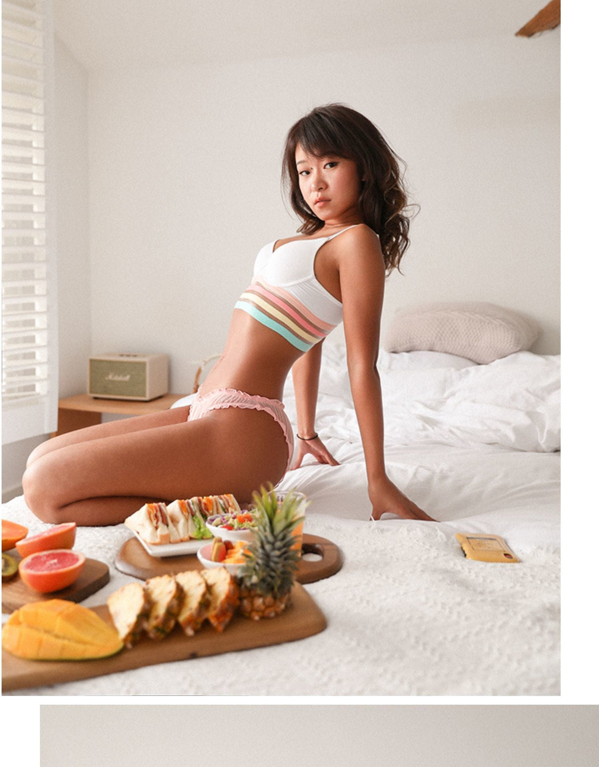 Fruit embroidered transparent underwear featuring cute cherry design, hollow out thong lingerie from The Clothing Company Sydney.