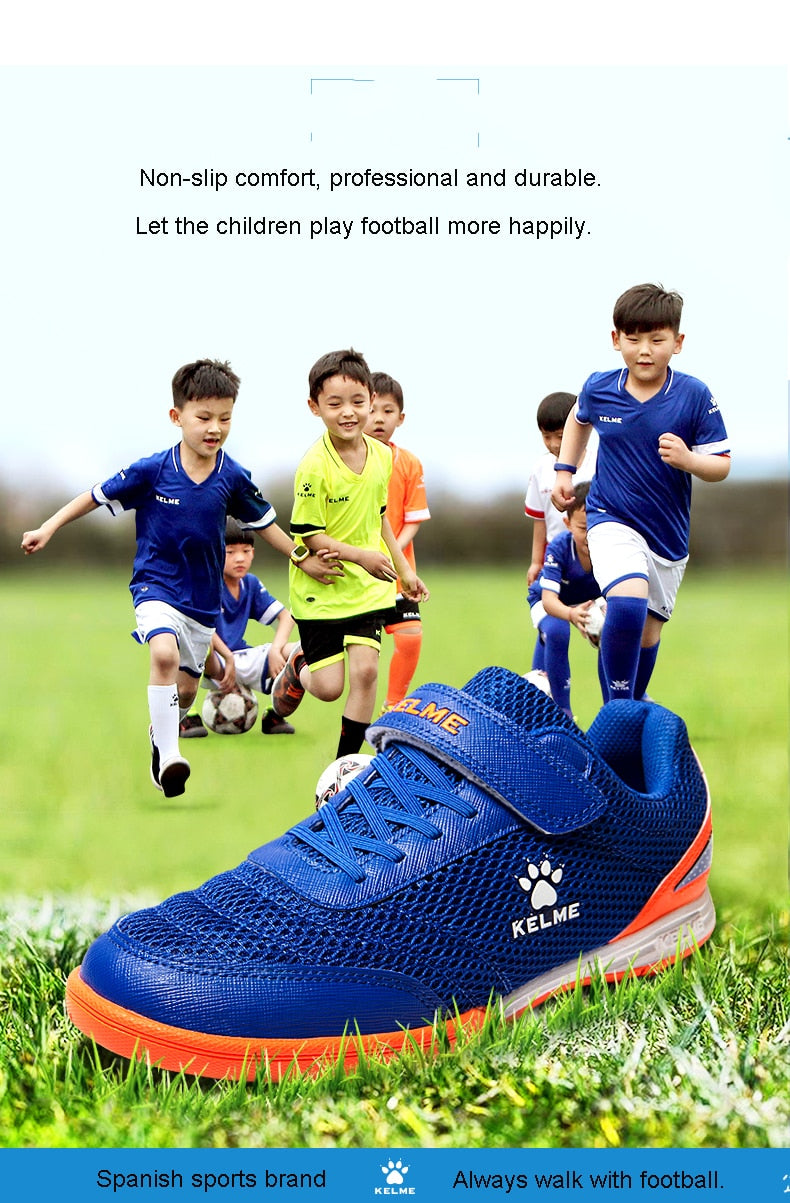 Indoor kids' soccer cleats by The Clothing Company Sydney, showing black and red futsal sneakers for boys and girls.