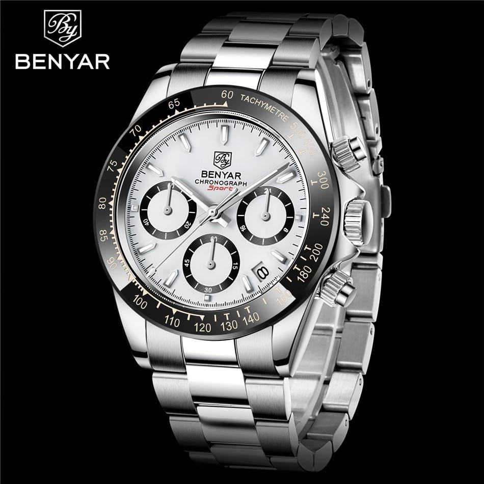 Benyar Men's Luxury Brand Chronograph Sport Waterproof Stainless Steel Quartz Watch The Clothing Company Sydney