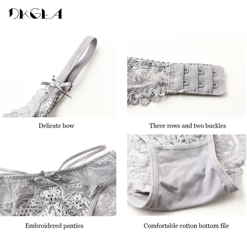 Cotton push-up bra and matching lace panties set with embroidery, sexy lingerie from The Clothing Company Sydney.