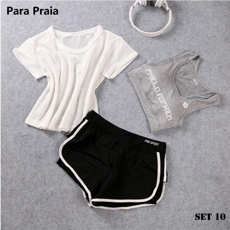 3 Piece High Waist Three Piece Yoga Set Sportswear for Women Sports Bra Fitness Clothing Women Sports Shorts Gym Workout Crop Top Women The Clothing Company Sydney