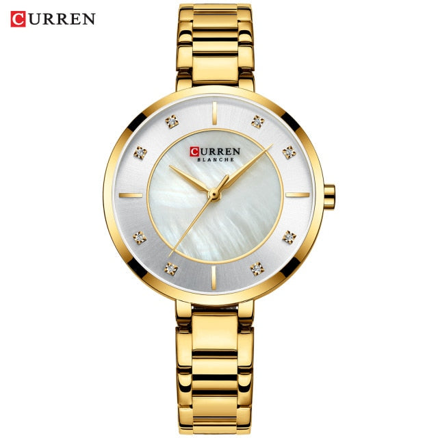 Ladies fashion quartz wristwatch with rhinestone dial, water-resistant stainless steel band, stylish design by The Clothing Company Sydney.