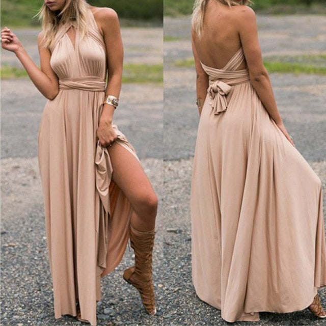 Maxi club bandage long dress by The Clothing Company Sydney featuring a multiway swing convertible design for bridesmaids and boho women