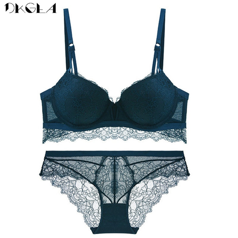 Sexy 2-piece lace lingerie set with push-up bras and embroidered panties, made of cotton for women from The Clothing Company Sydney.