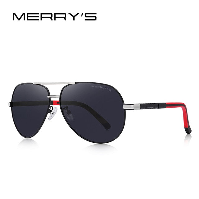 Designer men's aluminum pilot sunglasses with polarized lenses, UV400 protection, aviation frame for driving by The Clothing Company Sydney