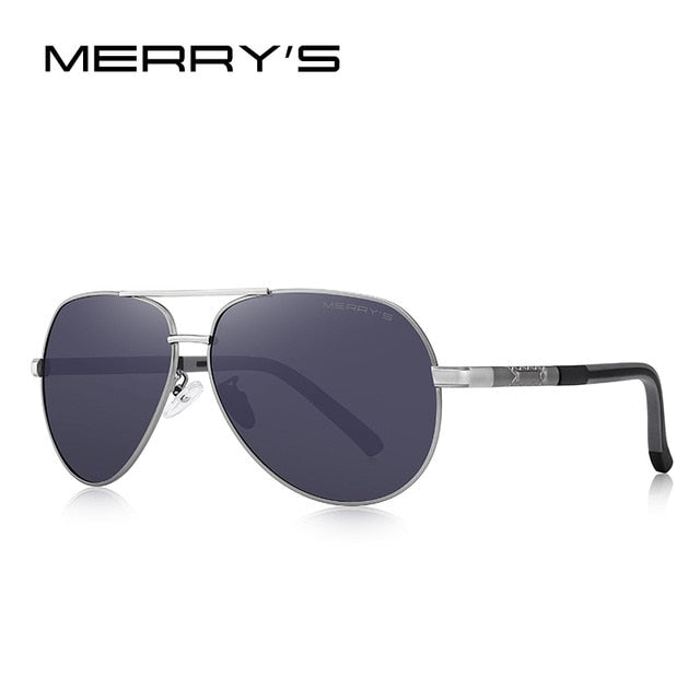 Men's classic aluminum pilot sunglasses with polarized lenses, UV400 protection, aviation frame, suitable for driving.