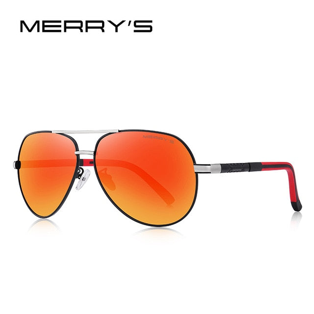 Classic men's aluminum pilot sunglasses by The Clothing Company Sydney with polarized lenses, UV400 protection, aviation-style frame.
