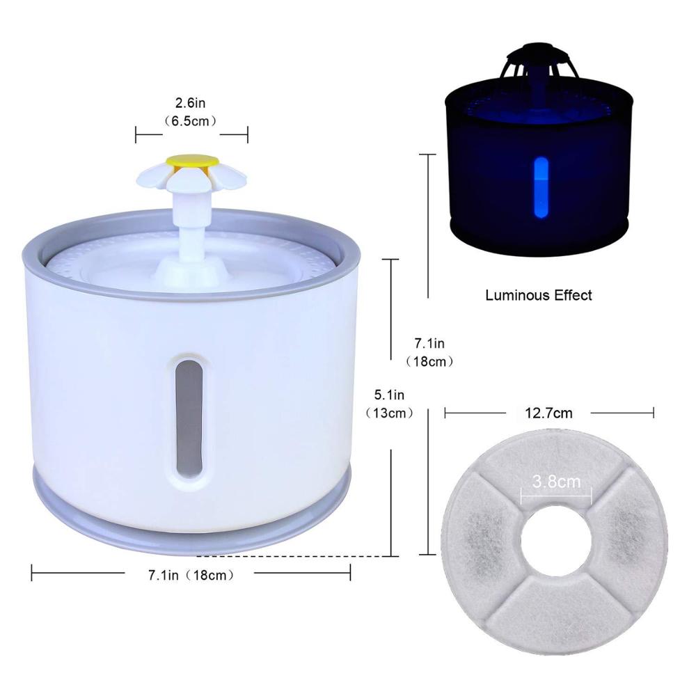 Automatic 2.4L pet water fountain by The Clothing Company Sydney, featuring LED light, USB power, and quiet drinking dispenser for cats and dogs.