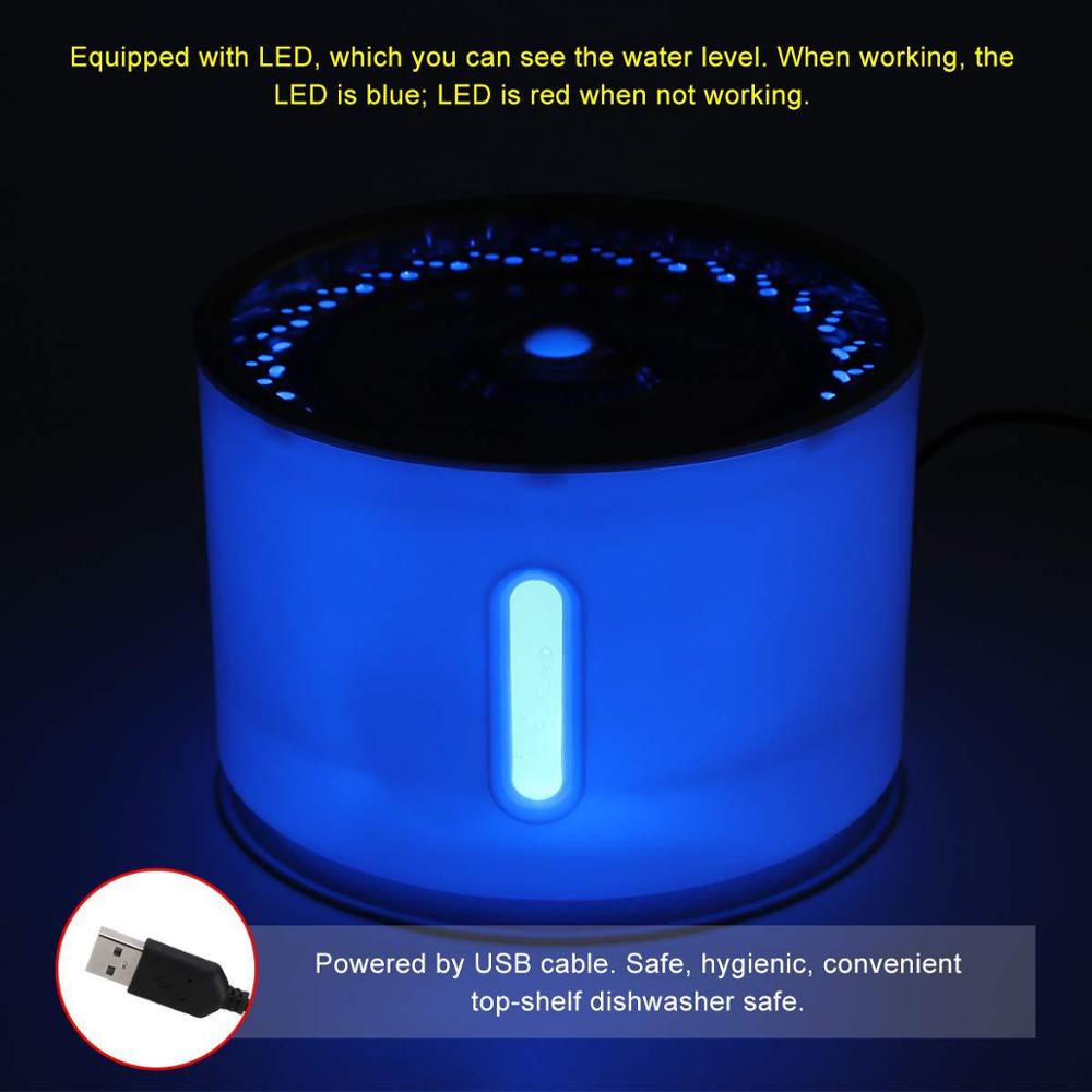 Automatic 2.4L pet water fountain for cats and dogs with LED light, USB power, quiet operation, and dispenser bowl from The Clothing Company Sydney.