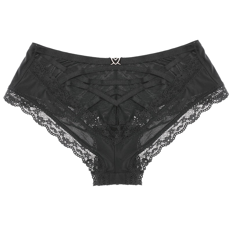 Women’s seamless lace-edge underwear with hollow-out design, transparent lingerie, solid briefs, and thong style by The Clothing Company Sydney.
