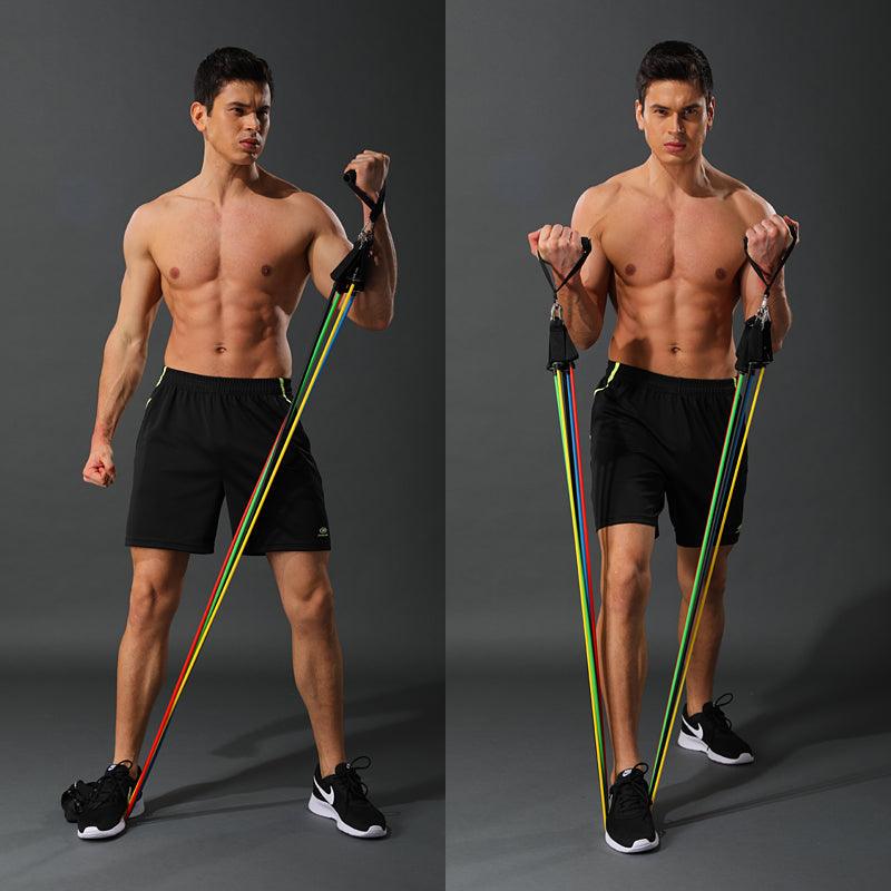 11 Piece/Set Latex Resistance Bands Crossfit Training Body Exercise Yoga Tubes Pull Rope Chest Expander Pilates Fitness with Bag The Clothing Company Sydney