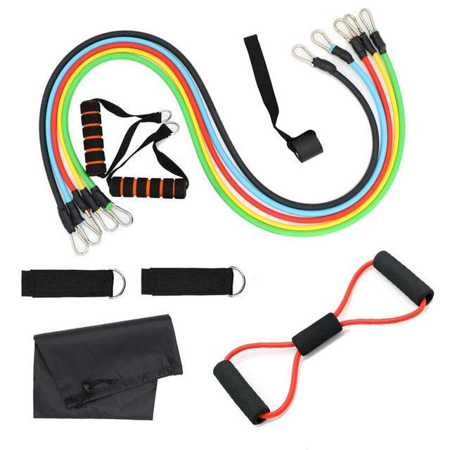 11 Piece/Set Latex Resistance Bands Crossfit Training Body Exercise Yoga Tubes Pull Rope Chest Expander Pilates Fitness with Bag The Clothing Company Sydney