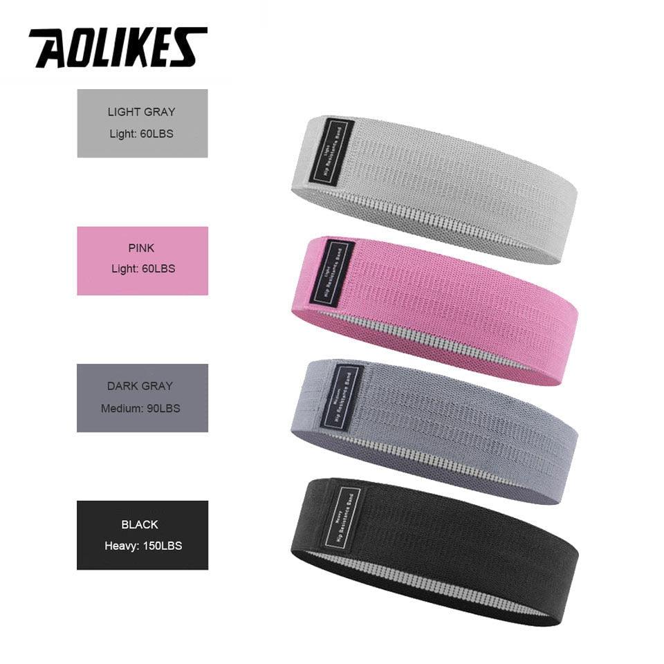 Wide hip yoga resistance band from The Clothing Company Sydney, shown looped for leg exercises and squat training, anti-slip design.