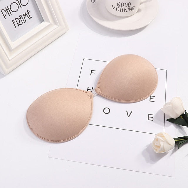 Self-adhesive silicone invisible push-up bra from The Clothing Company Sydney, seamless, backless, strapless front closure underwear.