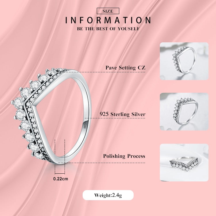 Sterling silver zircon crown stackable ring from The Clothing Company Sydney, featuring a classic chain design and elegant jewelry style.