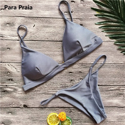 2 Piece Solid Sexy Push Up Swimwear Women Brazilian Swimsuit Low Waist Halter Bathing Suit Bikini Set The Clothing Company Sydney