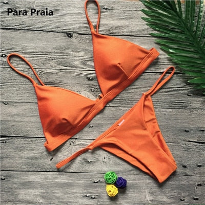 2 Piece Solid Sexy Push Up Swimwear Women Brazilian Swimsuit Low Waist Halter Bathing Suit Bikini Set The Clothing Company Sydney