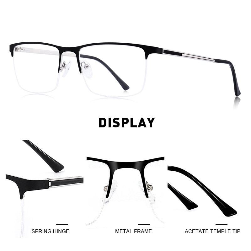 Ultralight titanium square eyeglasses frame for men, prescription optical glasses with myopia lenses, from The Clothing Company Sydney.