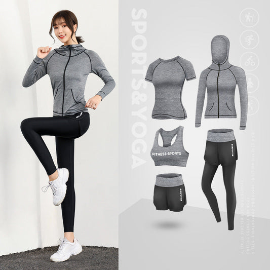 5 Piece Ladies Jogging Sets Sports Suit Yoga Wear Gym Fitness Outdoor Running Training Workout Quick Dry Set The Clothing Company Sydney