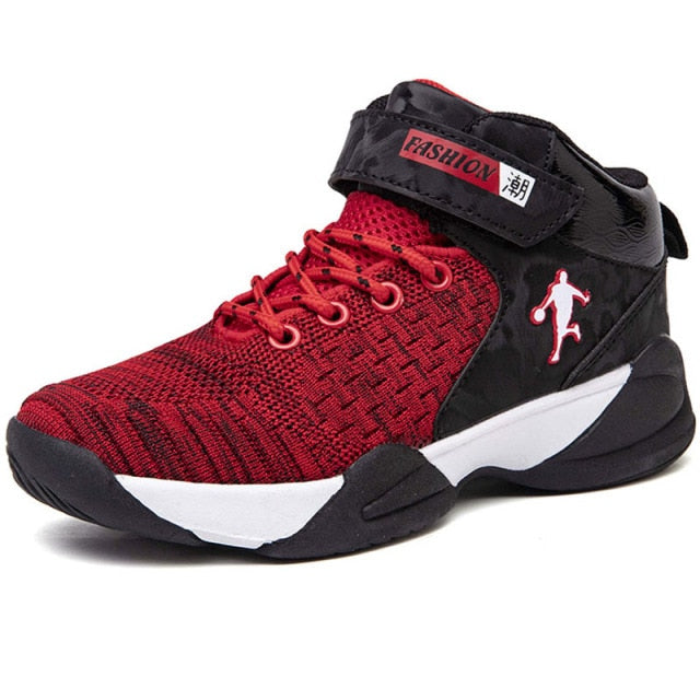 Kids basketball shoes by The Clothing Company Sydney, breathable, non-slip sneakers for boys and girls, sport trainer footwear.