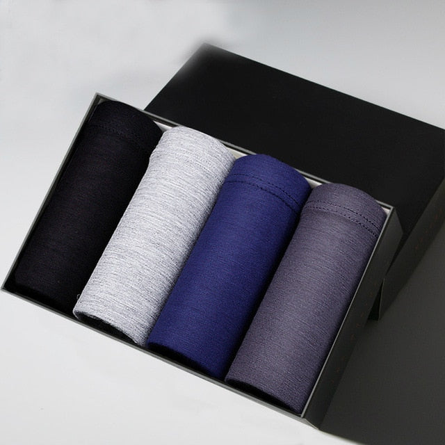 Four-pack men's boxer underwear from The Clothing Company Sydney, breathable print trunks with comfortable fit.