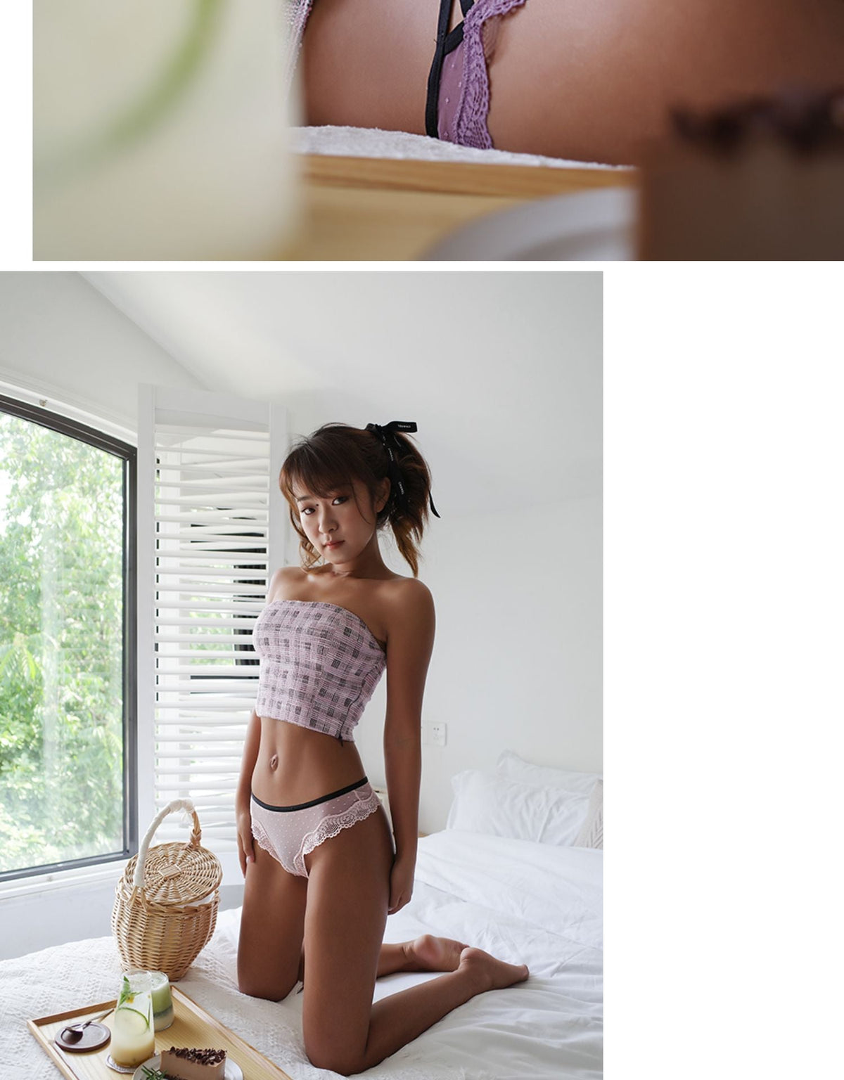 Lace hollow-out split string transparent thong seamless underwear for women, featuring intricate lace design and minimal coverage.