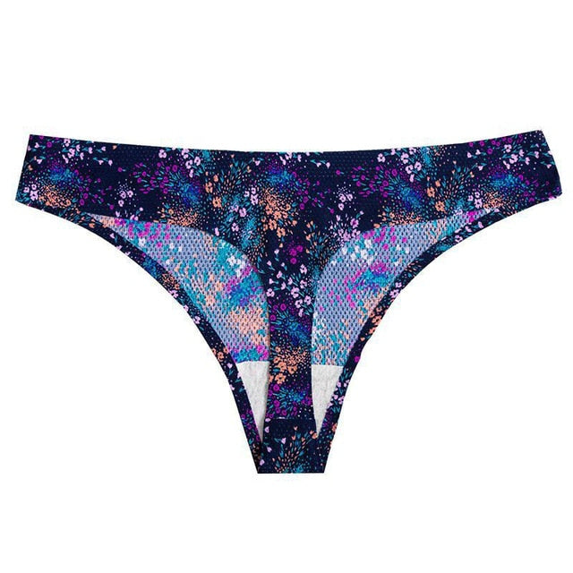 Floral print low-waist thong from The Clothing Company Sydney, breathable and seamless lingerie for women.