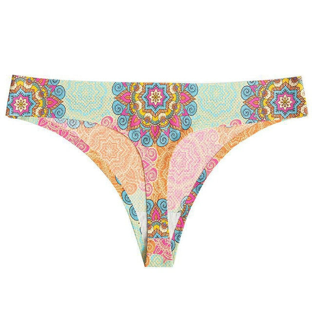 Floral print low-waist thong from The Clothing Company Sydney, breathable and no-trace G-string underwear for women.