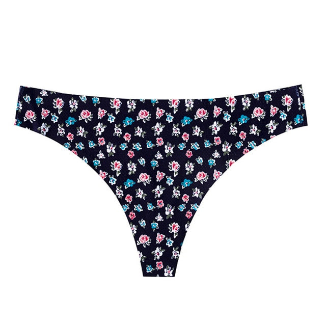 Floral print lingerie thong from The Clothing Company Sydney, low-waist, breathable G-string with no trace design for women.