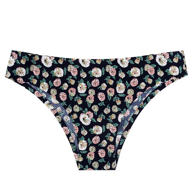 Floral print low-waist thong from The Clothing Company Sydney, breathable and no-trace lingerie G-string for women.