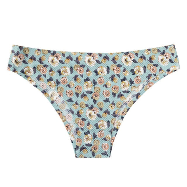 Floral print low-waist thong from The Clothing Company Sydney, breathable no-trace G-string underwear for women.