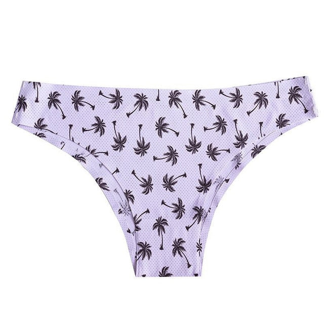 Floral print low-waist thong from The Clothing Company Sydney, breathable and seamless women's G-string underwear.